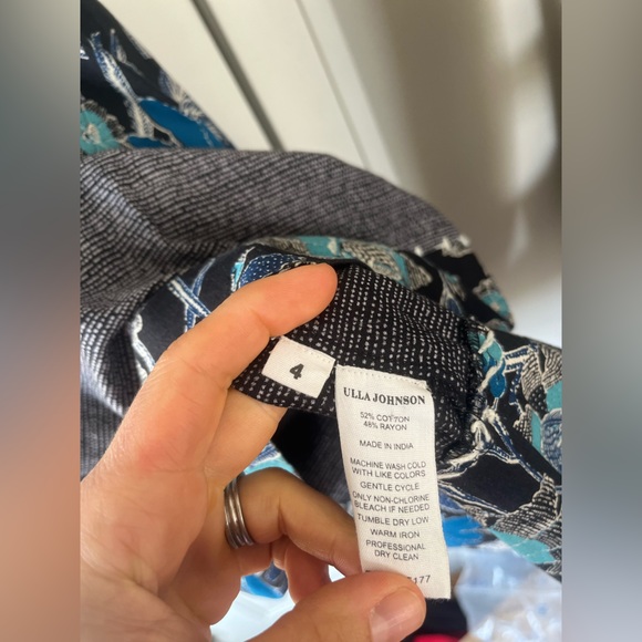 Ulla Johnson $495 Floral Nora Blue Puff Sleeve Dress Size Small - Picture 11 of 11